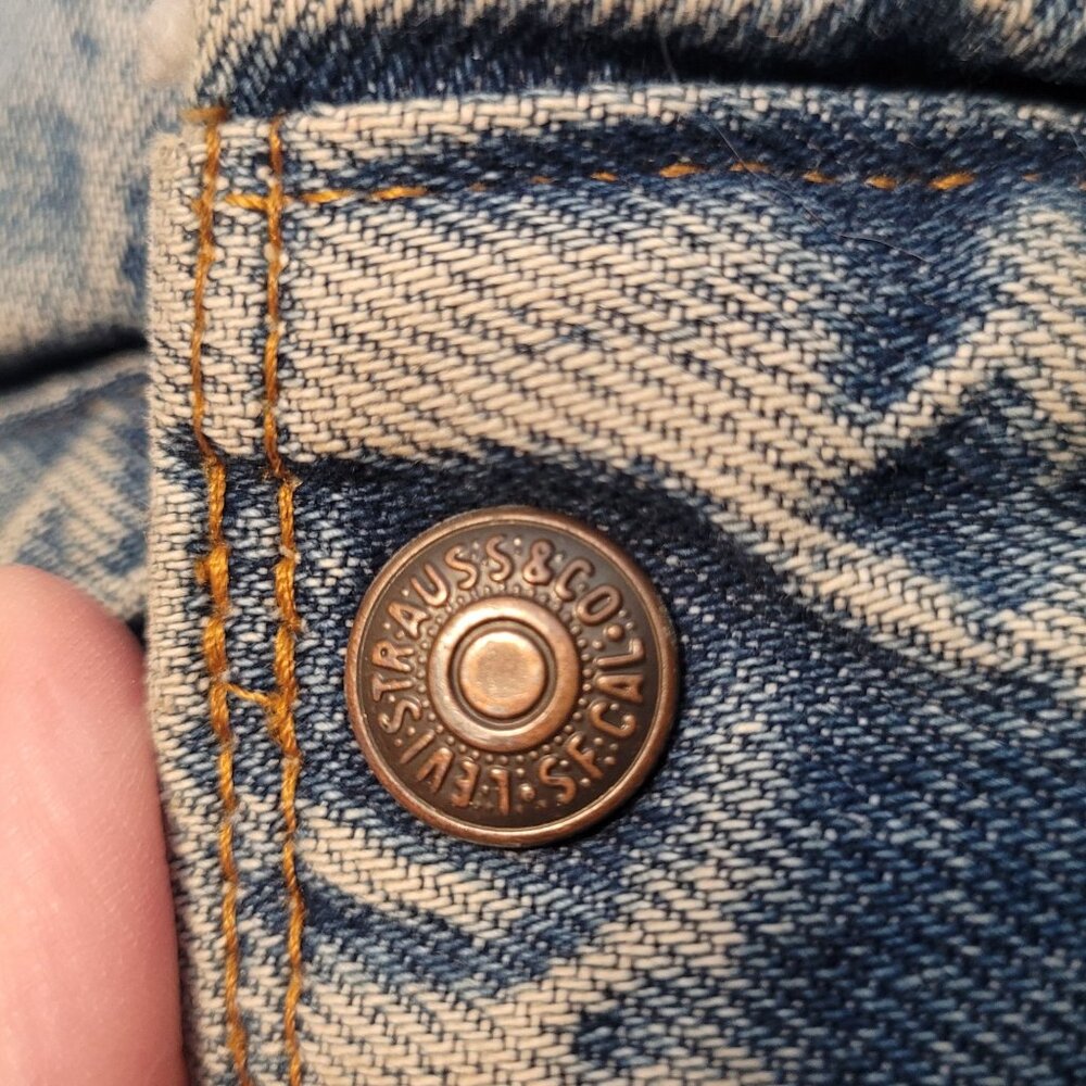 Vintage 70s 80s Levi Strauss Denim Trucker Jacket Sherpa Fleece Lining Adult Lrg - Picture 6 of 12